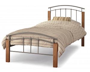 3ft Standard Single Silver Grey Metal & Wood Bed Frame